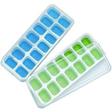 Silicone Ice Cube Trays, 2 Pack, Easy-Release, Durable, Flexible, Bpa Free, Spill-Resistant Removable Lid, Food-Grade Material, Stackable,