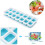 Silicone Ice Cube Trays, 2 Pack, Easy-Release, Durable, Flexible, Bpa Free, Spill-Resistant Removable Lid, Food-Grade Material, Stackable, 6