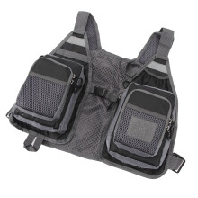 Oxford Fly Fishing Vest with 8 Pockets, Reflective Strips, Adjustable Fit, Black