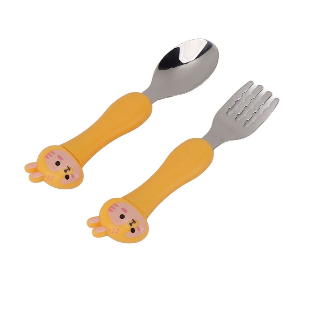 Baby Cartoon Squirrel Fork & Spoon Set, PP Handle, Stainless Steel