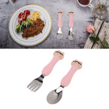 Stainless Steel Baby Fork Spoon Set Cute Cartoon Style for Kids