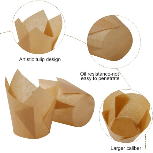 Premium Muffin Liners, κομψά και όμορφα φλυτζάνια ψησίματος τουλίπας για γενέθλια, γάμος, 2
