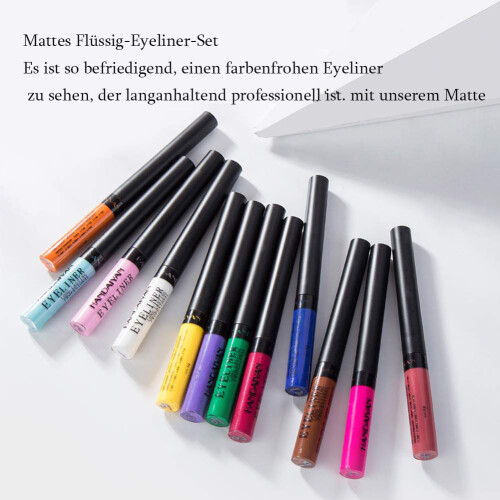 Elegant Eye Charms, Χρωματιστά Υγρά Eyeliner για Γυναίκες, Σετ Μακιγιάζ Ματιών 12 Ζωντανών 1