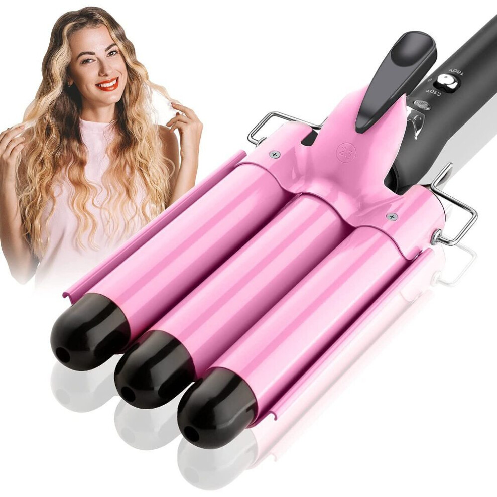 Triple Barrel Curling Iron Wand, Temperature Adjustable Ceramic Glaze Coating, Fast Heating Negative Ions Dual Voltage Hair Protection Technology,