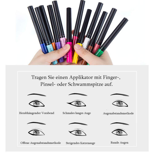 Elegant Eye Charms, Χρωματιστά Υγρά Eyeliner για Γυναίκες, Σετ Μακιγιάζ Ματιών 12 Ζωντανών 2