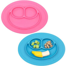 Piatti autoalimentanti in silicone con ventosa, riducono il rischio di ribaltamento grazie alla tovaglietta integrata, senza BPA per pasti più