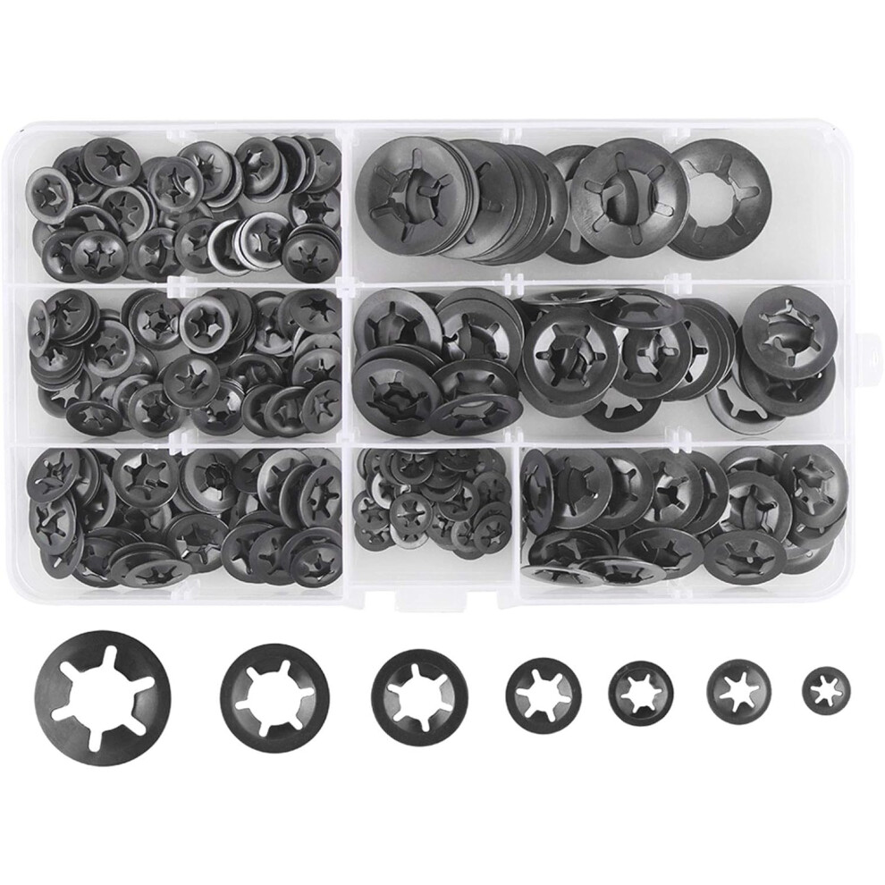Durable Locking Washers Assortment, Quick Fix Solutions For Your Projects, Crafted From 65Mn Steel With Anti-Corrosion Coating, Provides Shock 9340258649721