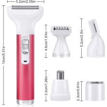 Rasoio elettrico 5 in 1 da donna, lama a bassa sensibilità per una pelle liscia e setosa, rasoio senza fili a doppio uso asciutto e bagnato, ideale