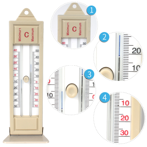 Termômetro em formato de U para temperaturas máximas e mínimas, para uso interno e externo, com visor digital preciso e design clássico. À prova 2