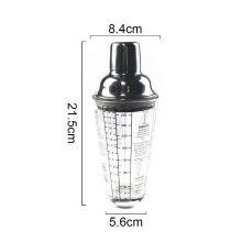 Cocktail Shaker with Measured Mixing Glass, Leak-Proof Lid Drink Shaker for Home Bar, 304 Stainless Steel Top Glass Martini Mixer, Bar Tool with