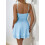 Party Solid Color Spaghetti Strap Dress for Summer Light  L 2
