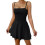 Party Solid Color Spaghetti Strap Dress for Summer Black S 1