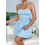 Party Solid Color Spaghetti Strap Dress for Summer Light  L 4