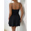 Party Solid Color Spaghetti Strap Dress for Summer Black S 2