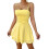 Party Solid Color Spaghetti Strap Dress for Summer Light Yellow S 1