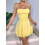 Party Solid Color Spaghetti Strap Dress for Summer Light Yellow S 3