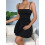 Party Solid Color Spaghetti Strap Dress for Summer Black S 4