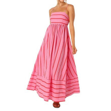 Women'S Striped Back Smocked Maxi Dress Spaghetti Strap Cut Out Flowy Swing Long Dress Watermelon Red XL