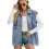 Damen Vintage Jeansweste Übergroße Button-Down-Jeansweste Blau M 1