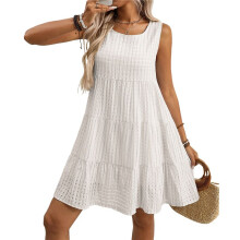 Summer Dresses for Women 2025 Loose Casual Sundresses Beach Cover Ups Flowing Sleeveless Dress White L