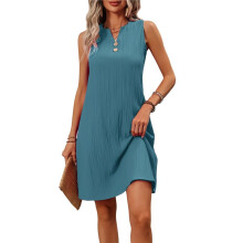 Elegant Solid Color Swing Summer Dresses for Women 2025 Beach Loose Casual A Dress Sleeveless V-Neck Sundress XL