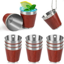 Pack van 12 Shotbekers Metaal voor Het Ophangen van Shotglaasjes Roestvrij Staal met Ketting Shotglas 30ml voor Bruiloftsfeest
