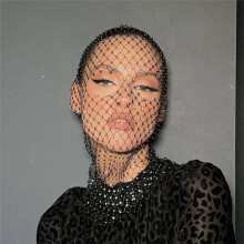 Juwelenbesetzte Strass-Netzmaske, Funkelnde Karnevals-Kopfbedeckung, Nachtclub-Accessoires für Frauen, Weiß