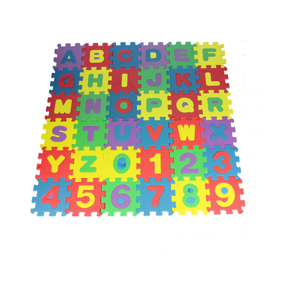 Phthalates Free Playmat for Kids, Interlocking Puzzle Pieces with Educational Alphabet Numbers, Soft Textured EVA Foam, High Density Durable Foam,