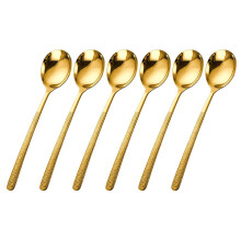 Lot de 6 cuillères à café à Long manche, cuillère en acier,-Or