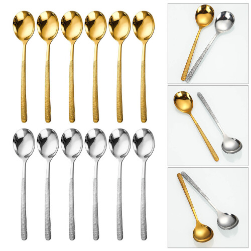 Cuillère à Dessert à Long manche, cuillère efficace,-Argent 2