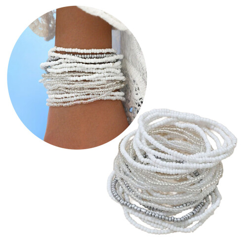 Bracelets de perles blanches polyvalents, ensemble de bracelets 1