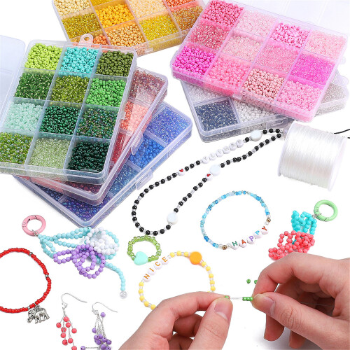 Ensemble de perles pour fabrication de bijoux,-Noir blanc gris 1 2