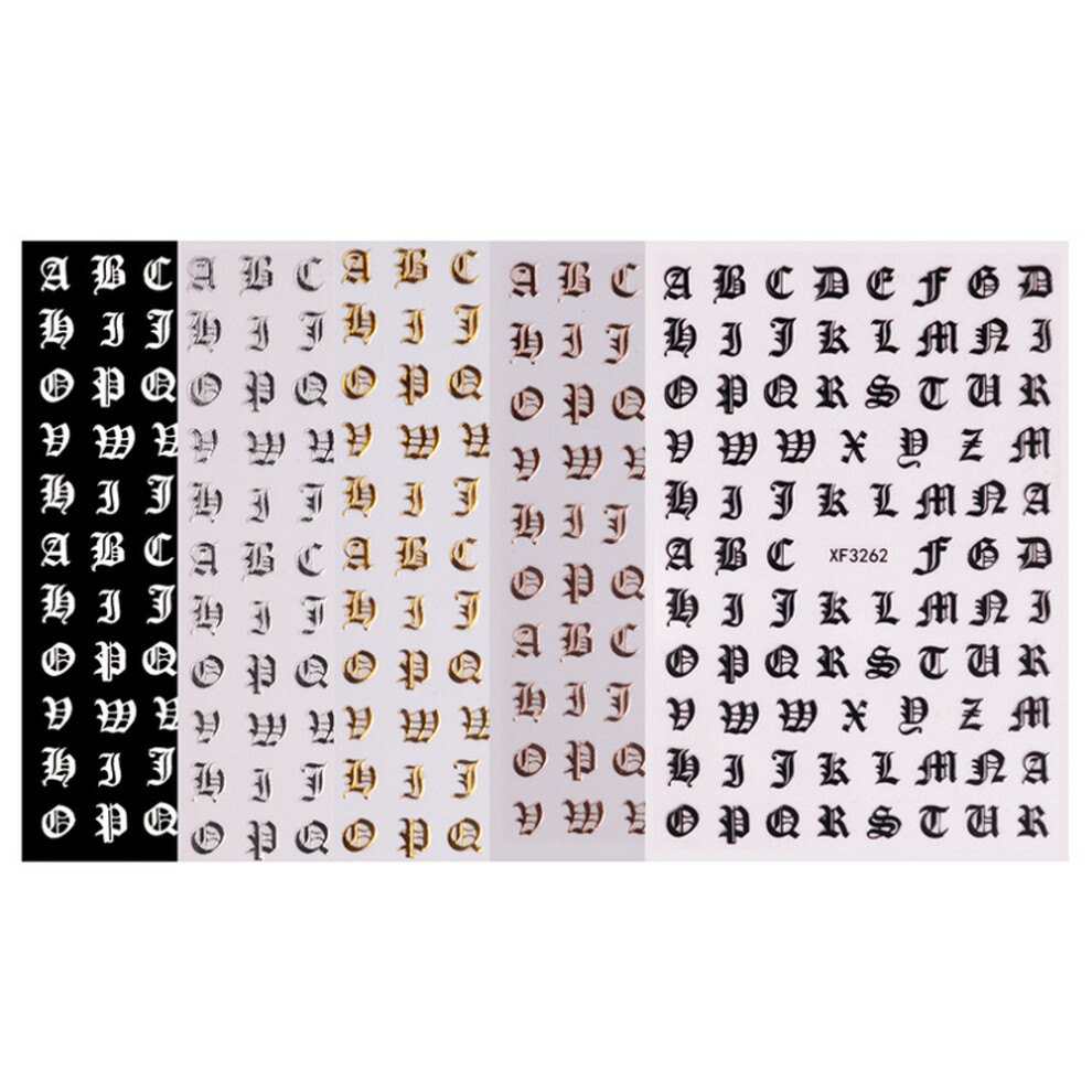 Innovative Old English Nail Art, Easy To Use 3D Self-Adhesive Alphabet Nail Stickers, For Women Girls Diy Nails Decoration Manicure, Elevates Your
