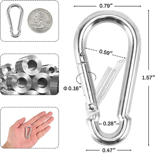 Spring Snap Hooks For Every Adventure, Corrosion-Resistant Carabiner Hooks With A Smooth Spring-Loaded Gate 2