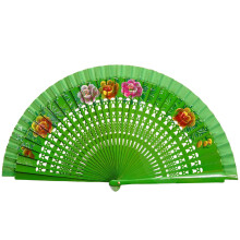 Spanish Dance Fan Hand Painting Art Fan Folding Fan-Green
