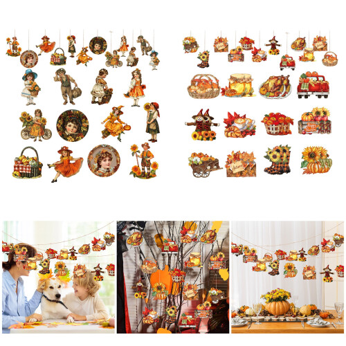 Comfortable Fall Wood Decorations Thanksgiving Hangings-MZ796 2