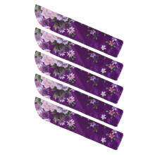 Set of 5 Vintage Folding Fan Silk Storage Bag Flower-Purple