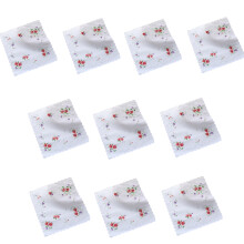 10Pcs Women Hankies Embroidered Fragmented Flowers-Style 3 pink