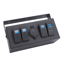 4 Gang Rocker Switch Box DC 12-24V with Cigarette Lighter Backlight for Boats & RVs