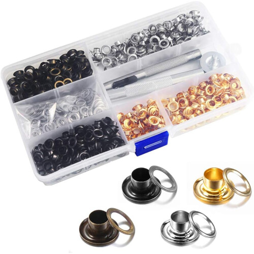 Decorative And Functional, 400Pcs Self-Backing Grommets, Enhance Your DIY Projects With Durable Brass Eyelets, Complete With Installation Tools 1