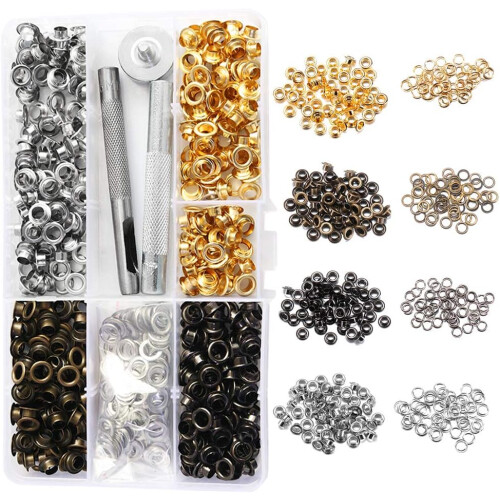 Decorative And Functional, 400Pcs Self-Backing Grommets, Enhance Your DIY Projects With Durable Brass Eyelets, Complete With Installation Tools
