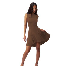 Robe Décontractée Basique Sans Manches pour Femme, Coupe Slim, Couleur Unie, Couleur Café, Taille L