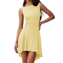 Robe Décontractée Basique Sans Manches pour Femme, Coupe Slim, Couleur Unie, Vin Rouge, Taille XL
