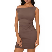 -Robes D'Été pour Femmes 2025, Épaules Dénudées, Moulantes, Couleur , Taille XL