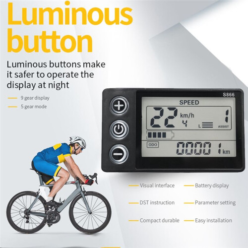 S866 Controller Panel Dashboard+36V 350W Sinus Controller Elektrische Fiets LCD Display voor E-Bike Scooter(6PIN) 2
