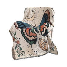 ÜBerwurfdecke mit Schmetterlingsmuster für Sofa, Bett, Sitz, Boho-Jacquard-Quasten, Wandteppich, Heimdekoration, Outdoor-Picknickmatte
