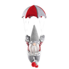 Gnome Figurine Skydiving Gnome Doll the Table Shelf Desktop Parachute Tomte Plush Gnome Gifts Themed Tree Decor Grey