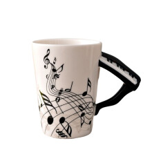 240Ml, Music Ceramic Mug Cute Coffee Tea Milk Stave Mugs and Cups with Handle Novelty Gifts,Piano
