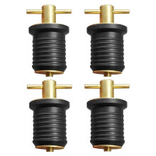 Brass T-Handle Drain Plug Fit for 1 Inch Diameter Drains, Marine Boat Accessories Drain Plug Twist,4PCS