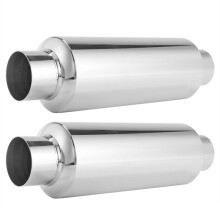 2 Piezas Silenciador de Escape para AutomóVil Entrada de 2.5 Pulgadas Resonador Universal de Acero Inoxidable Silenciador de Largo Rendimiento de 12